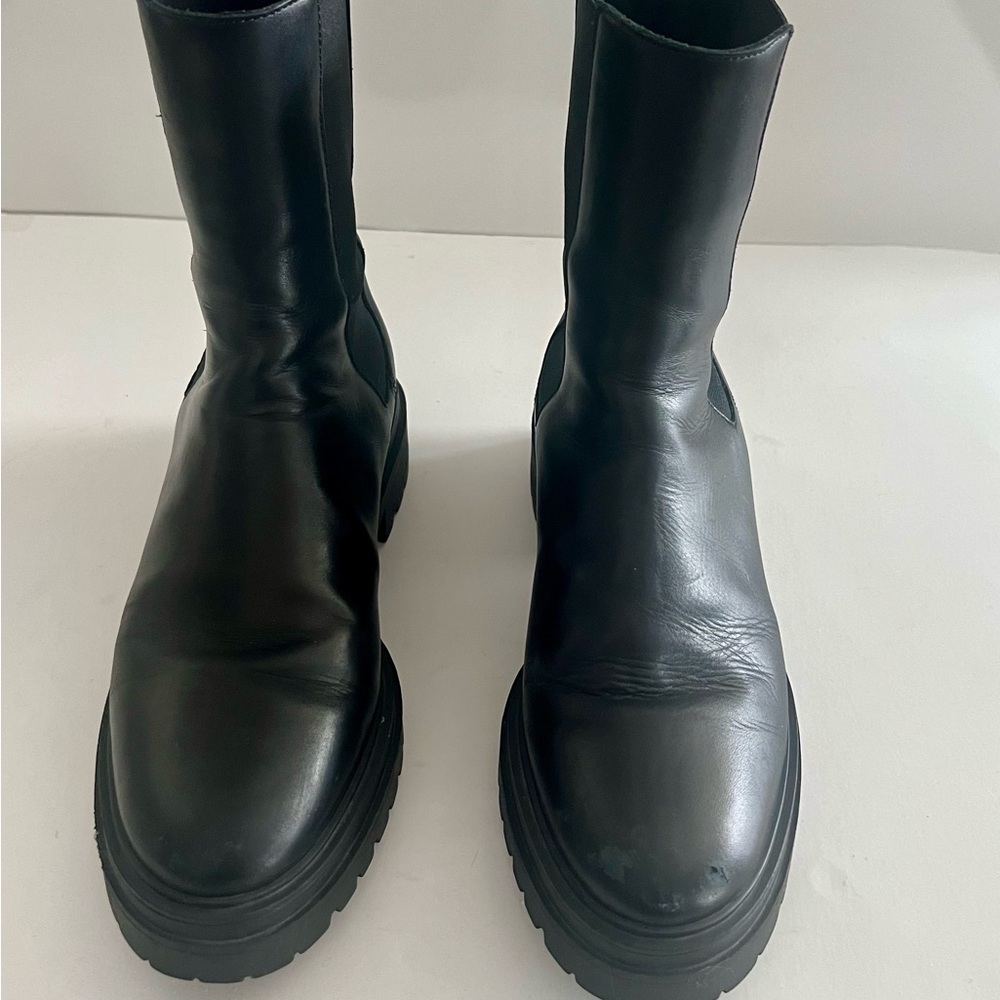 Ba&sh Leather Chelsea Boots in Black Size 37 - Picture 3 of 7